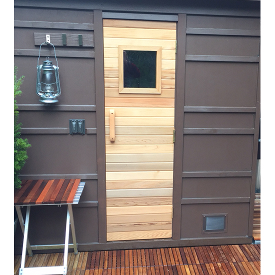Cedar Sauna Door 24x82 RO + Small Window 3 13x13 sauna door