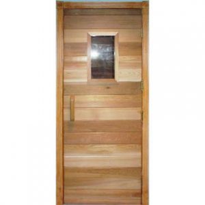 Cedar Sided Sauna Door 32x82" RO with 10x18" Window