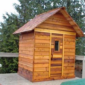 5x6 Outdoor Sauna Kit + Peaked Shingle Roof + No Overhang
