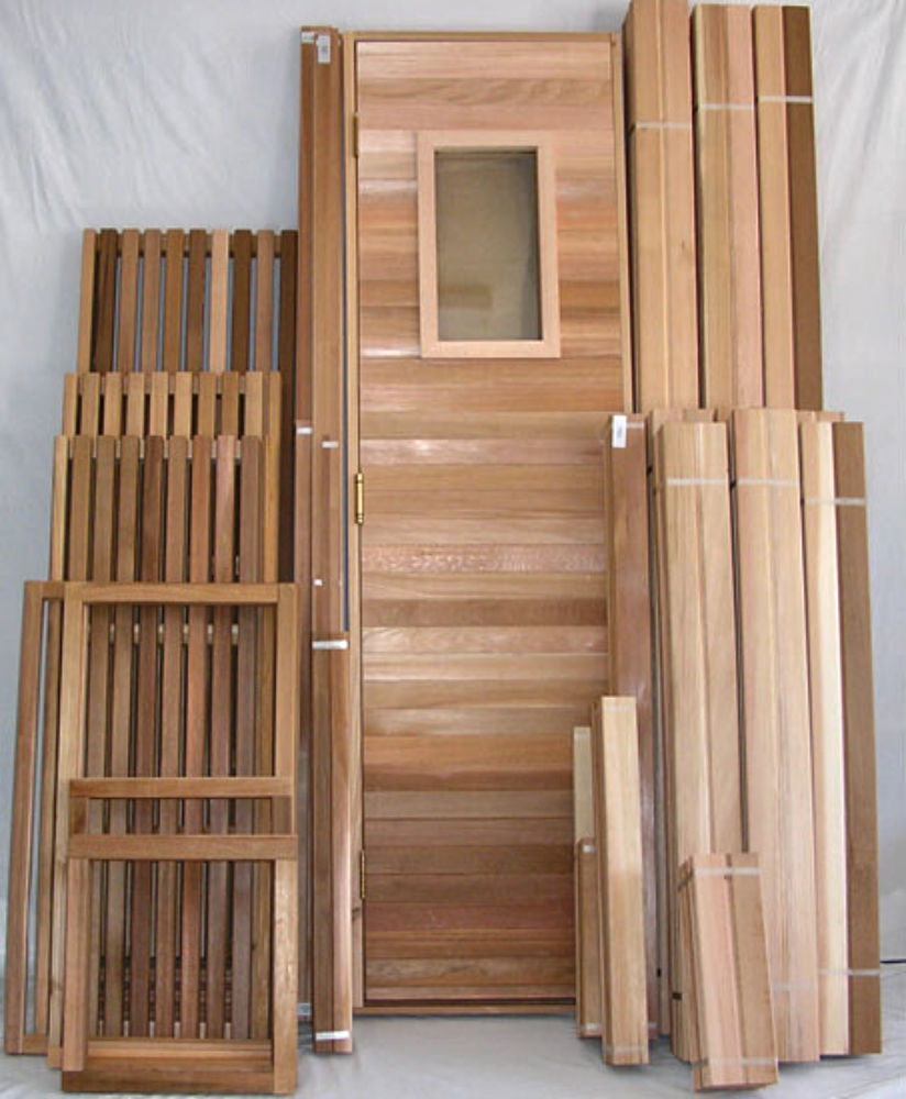 8x8 Cedar Sauna Materials Package 2 8x8' Sauna Materials Package Wood Only with backdrop