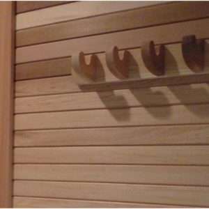 Cedar 4 Hooks on Sauna Wall