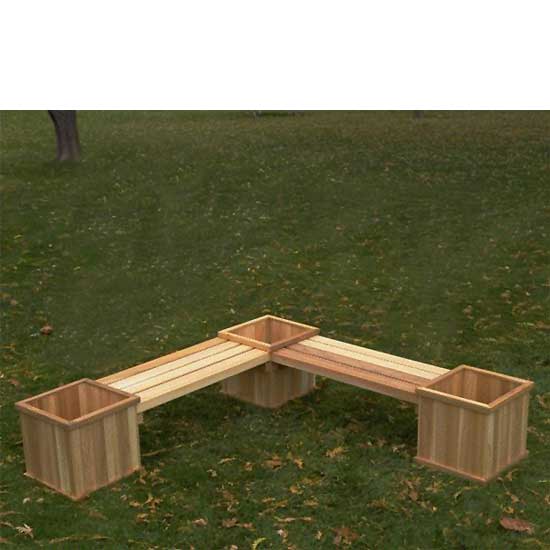 Corner garden bench with planters sale