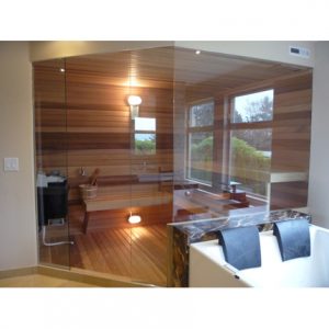 Custom Sauna Door with All Glass Wall Front