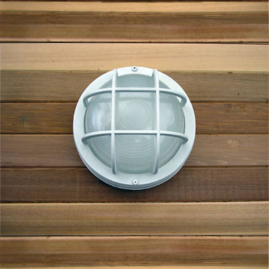 Round Sauna Flush Mount Marine Style Light - White | Cedarbrook Sauna + Steam JJ4512WH