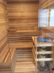 all glass sauna wall + cilindro sauna heater