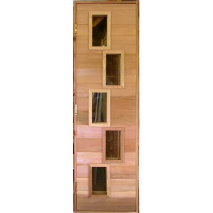 Mid-century Modern Sauna Door | Multiple window sauna door | Vintage style sauna door