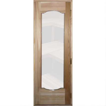 Scrolled Rail & Stile Sauna Door / 24x82 RO + 16x67 Glass | Cedarbrook Sauna + S RS-24X82-LW-SCRL