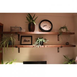 Rustic Wood Shelves with Hand Forged Metal Brackets