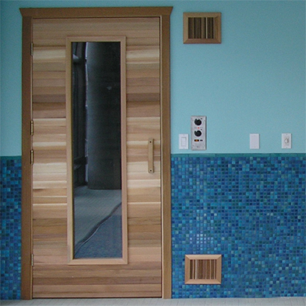 Commercial Clad Sauna Door / 38x82 RO + 16x67 Window | Cedarbrook Sauna + Steam CLAD-38X82-LW