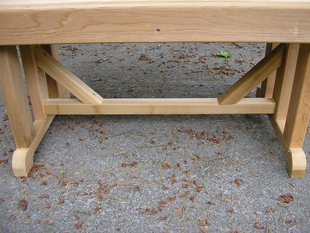 5 Foot Cedar Bench / 18x60" Freestanding Pedestal 7 side view cedar pedestal bench