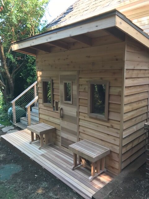 5x7 Outdoor Sauna Kit | DIY Backyard Sauna Kit 4 6x8 Sauna Room + 3' Sloped Overhang Using 2x6" Joists