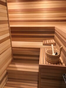 3Ft Cedar Sauna Bench + others in sauna interior