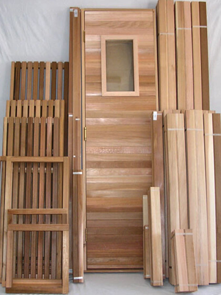8x8' Sauna Materials Package Wood Only with backdrop
